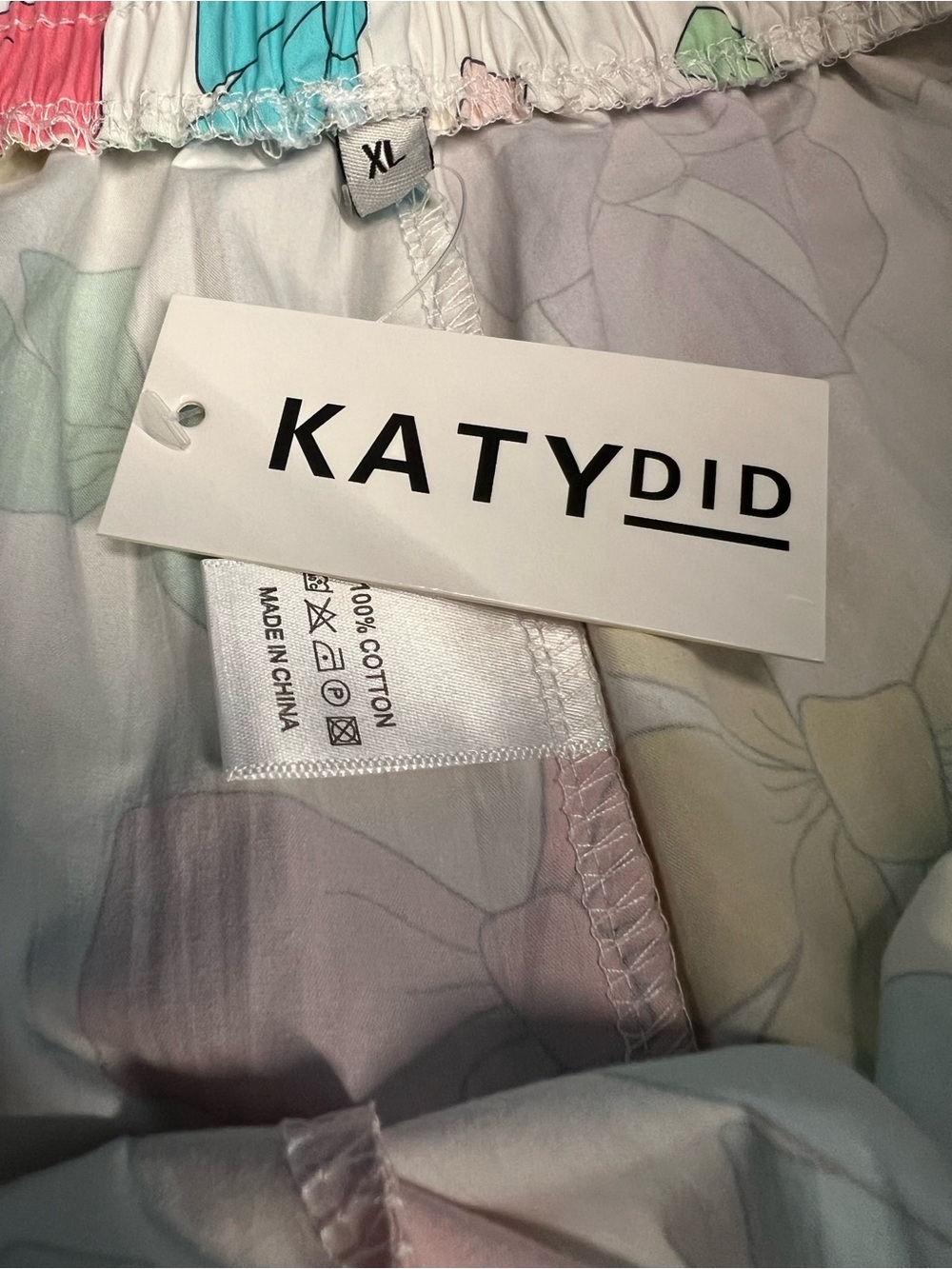 Katydid Women’s White Boxer Shorts with Multicolor Bows and Side Stripes Size XL - Picture 8 of 11